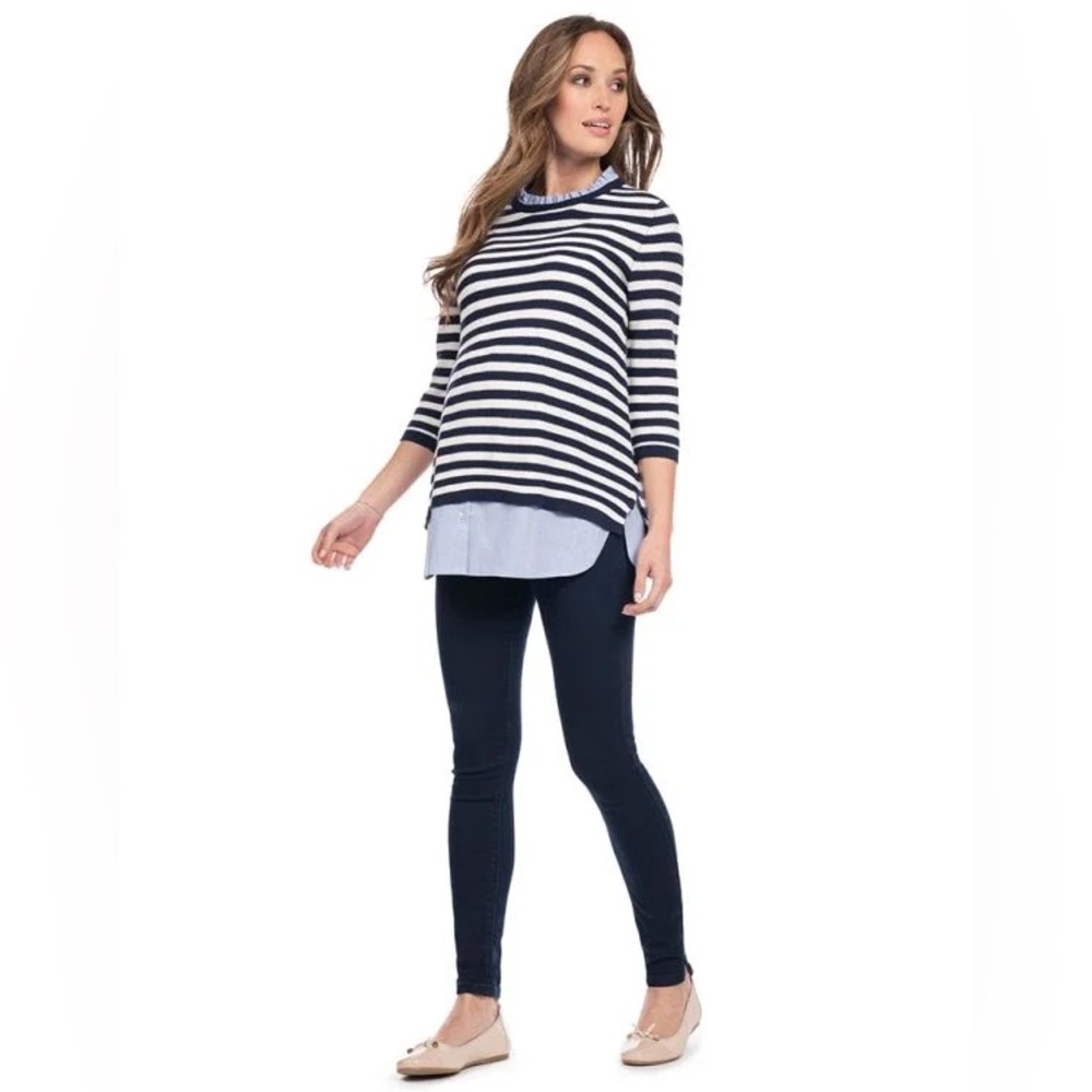 Seraphine maternity sweater with tank and detachable collar, L